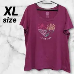 【Life is Good 】レディースＴシャツ　ボルドー　綿100% XL