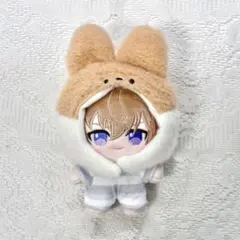 【即日発送】10cmぬい服 うさぎ 被り物 着ぐるみ ブラウン×ホワイト