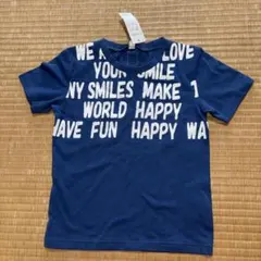 ネイビー テキストプリント Tシャツ 120cm