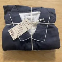 無印 MUJI 2重ガーゼ スキッパー 半袖パジャマ 紳士 M 紺