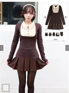 GRL シャツドッキングフレアニットミニワンピース