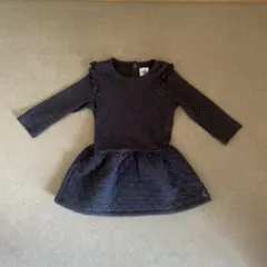 プチバトー ドット柄長袖ワンピース（81cm）