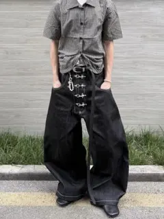 リジットデニム ワイドデニム　バギーパンツ スタッズ y2k opiumグランジ