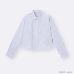 GU ストライプシャツ ブルー 長袖 ボタンダウン