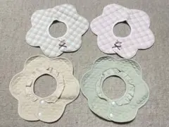 花型チェック柄スタイ4枚セット