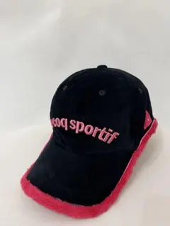 【le coq sportif】フリースキャップ ブラック　ピンク