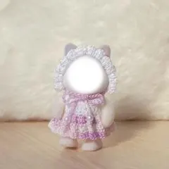 【フリルワンピース＆ボンネットセット（パープル）】 約5cm ドール服