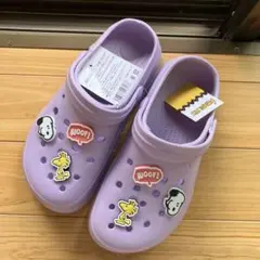 新品 24cm スヌーピー PEANUTS サンダル ライトパープル ベランダのサムネイル