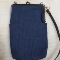 DERMED. 久留米絣がま口 ショルダーバッグポシェットです。