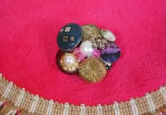 ハンドメイド◆ビンテージ釦ブローチ コサージュ/ボタン