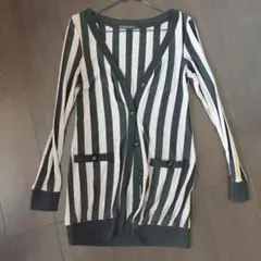 JADE'S ブラックグレーストライプカーディガン
