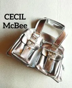 y2k 00s バッグ 光沢 シルバー ポケット ベルト セシルマクビー 極美品