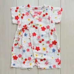 ミキハウス 甚平 浴衣 うさぎ 花柄 ロンパース 前開き／ホットビスケッツSS