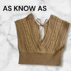 アズノゥアズ　カシュクールニットベスト　モカブラウン ケーブル編み　フリー