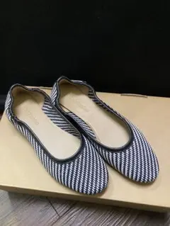 ハッシュパピー メッシュ黒白フラットシューズ　37(23.5㎝)のサムネイル