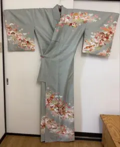 単衣　訪問着 花柄刺繍 水色　トール　幅広 単衣 訪問着 花柄刺繍 水色 トール 幅広 - メルカリ