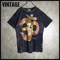 希少ヴィンテージ ケミカルウォッシュ グラフィックTシャツ M ブラック 美品