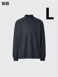UNIQLO ブラッシュドジャージー モックネックTシャツ メンズ ブルー L