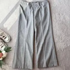 美品(L)ランタナ/カシミヤ混/毛混/ワイドパンツ/日本製/オフィス/ズボン