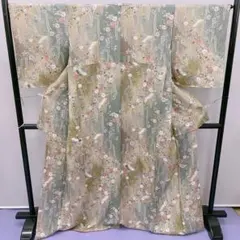 Y★3709★ 小紋 紫色 小花柄 袷 パステルカラー 辻が花風柄