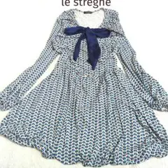 347　le streghe　イタリア製　総柄　膝丈ワンピース❣️　46　リボン