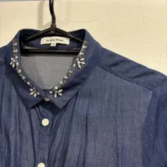 ビジュー付き半袖シャツ　GLOBAL WORK