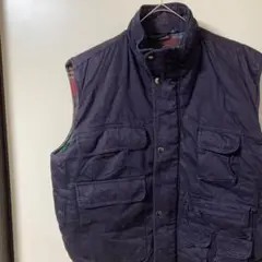 K*様 B NORTH BAY ネイビー ベスト 裏地チェック　L 古着　ヴィン