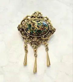 【美品】七宝焼★ブローチ★ゴールド