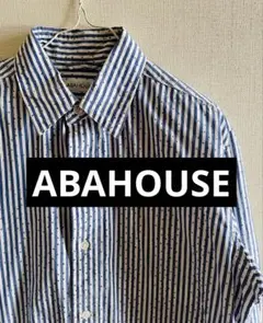 ABAHOUSE アバハウス　ドット×ストライプ 長袖 ボタンダウンシャツ
