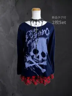 グランジ y2k ダークコア サブカル スカル カットソー&タンクトップ 2枚組