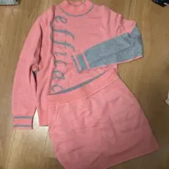 efficace バイカラーモックネックニット&スカートセット ゴルフウェア