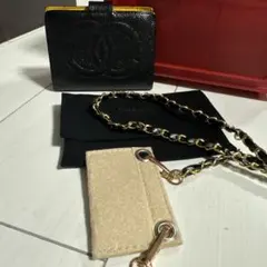正規品　CHANEL大ココマークキャビアスキン がま口財布