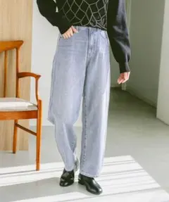 グローバルワーク GOODデニムバギーパンツ L ライトブルー