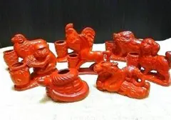 干支 爪楊枝入 常滑焼 伝統工芸 陶器 十二支動物置物 8点セットのサムネイル