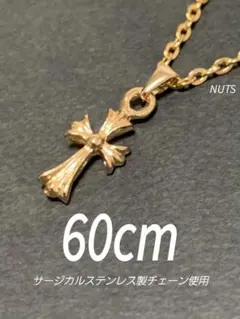【ベビー ファット クロス ネックレス ゴールド 60cm】ステンレス a38のサムネイル