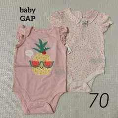ベビーギャップ 新品 フリルロンパース ハート柄ロンパース 70 2枚セット