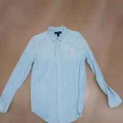 Ralph Lauren 水色ストライプ長袖シャツ