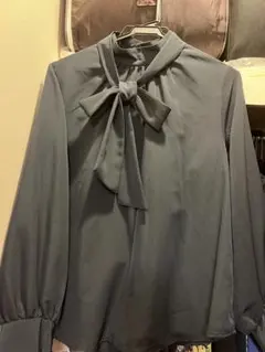 ボウタイブラウス ネイビー