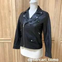 【美品】BEAUTY ＆ YOUTH シープレザーライダース 黒 S