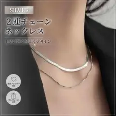 チェーンネックレス　2連　シルバー　ステンレス　男女兼用　上品　クール　贈り物のサムネイル