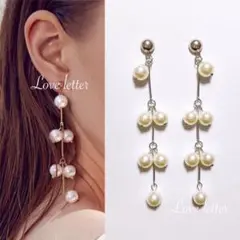 No.120 パールドロップロングピアス シルバー 韓国 上品 高見え