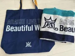 嵐 beautiful world バッグ　フード付タオル