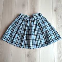 GU 青系チェック柄プリーツスカート S（140)
