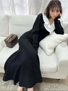 eimyistoire フリルカラーマーメイドニットワンピース