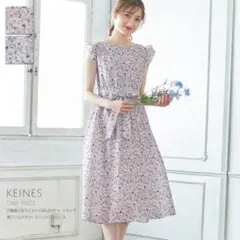 tocco closet ウエストりぼん付きフリルフラワープリントワンピ M