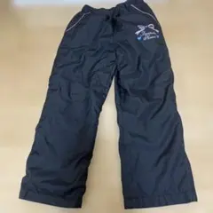 シャカシャカズボン　裏起毛 リボン刺繍 黒 ロングパンツ 110cm