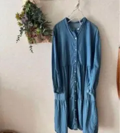 シャツワンピース ノーカラー デニムワンピース　150 GU ジーユー