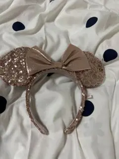 ディズニー　スパンコール　カチューシャ　ピンクリボン　ミニー