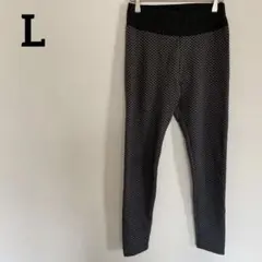 【L】メッシュパターン レギンス グレー　黒　スポーツ