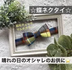 蝶ネクタイ　チェック　幼児　小学生　キッズ　子供　結婚式　チェック　マルチカラー